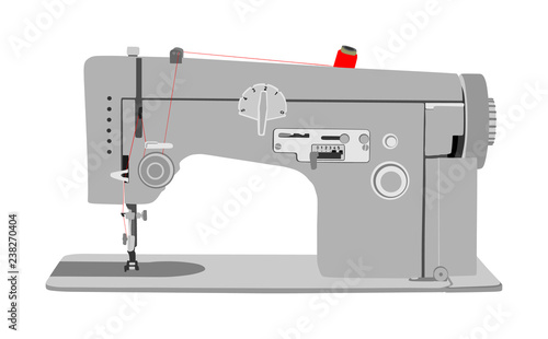 Sewing machine vector illustration isolated on white background. Fashion industry tool.