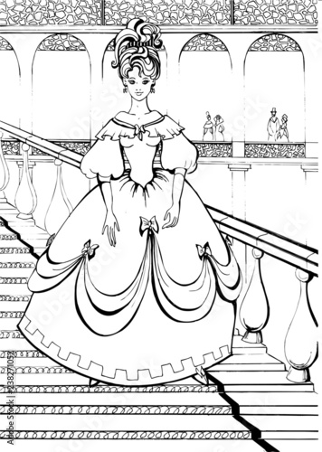 Coloring book for children. Beautiful little princess 44