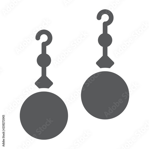 Pearls earrings glyph icon, jewelry and accessory, ear jewel sign, vector graphics, a solid pattern on a white background.