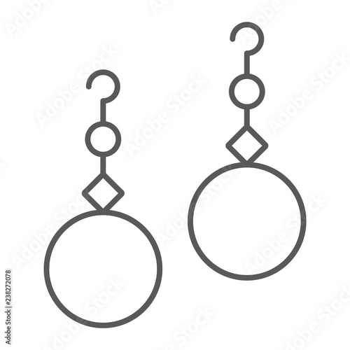 Pearls earrings thin line icon, jewelry and accessory, ear jewel sign, vector graphics, a linear pattern on a white background.
