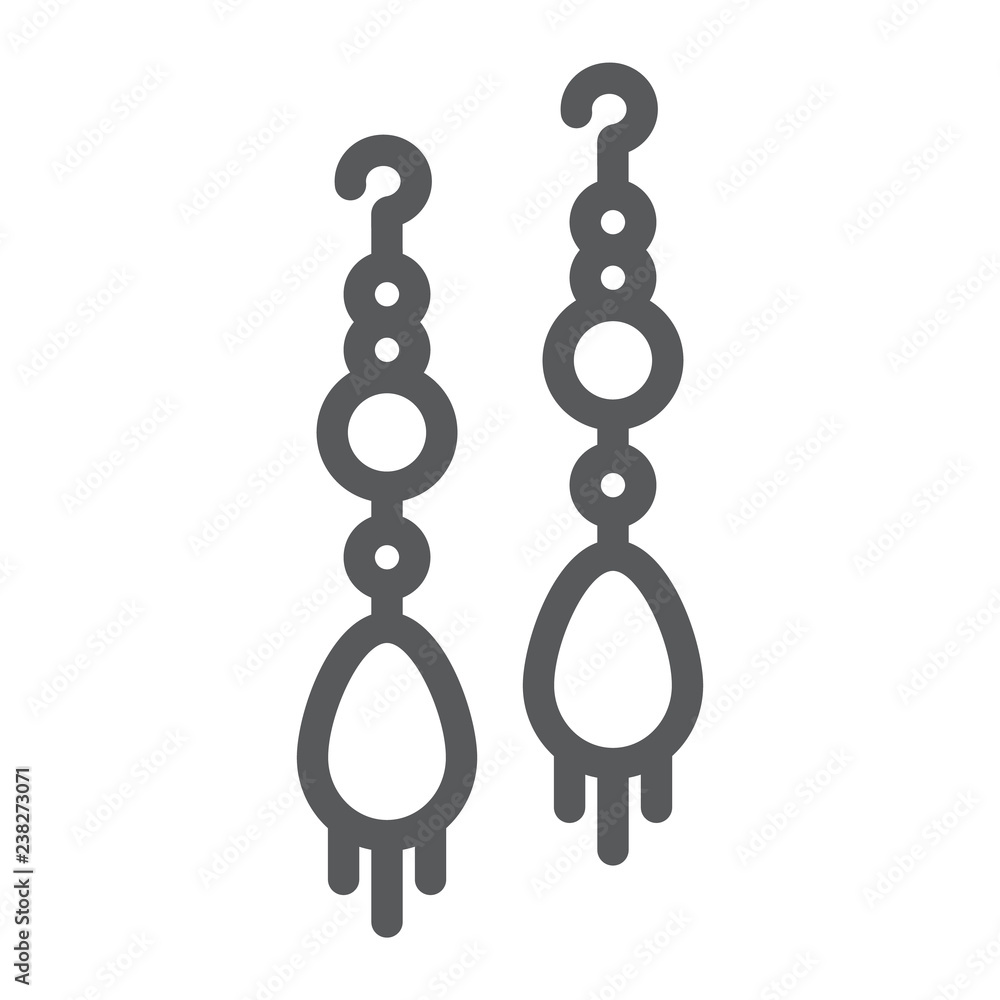 Earring pair line icon, jewellery and accessory, long earrings sign, vector graphics, a linear pattern on a white background. Earring pair line icon, jewellery and accessory, long earrings sign, vector graphics, a linear pattern on a white background.