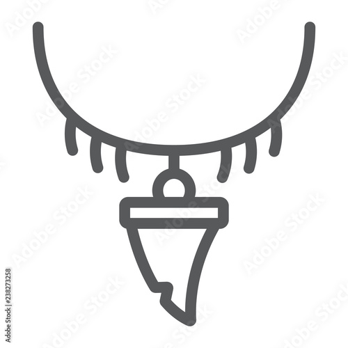 Tooth necklace line icon, jewellery and accessory, pendant with shark tooth sign, vector graphics, a linear pattern on a white background.