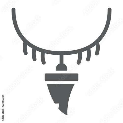 Tooth necklace glyph icon, jewellery and accessory, pendant with shark tooth sign, vector graphics, a solid pattern on a white background.
