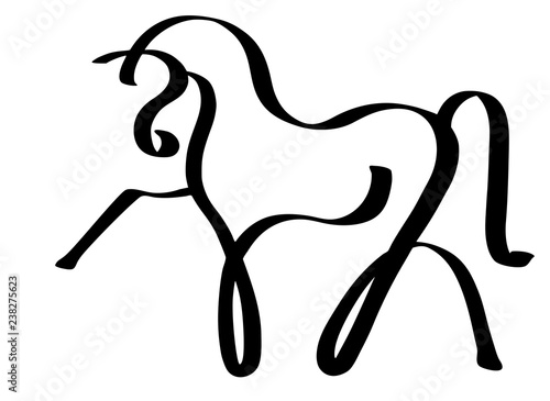 Line design template logotype of a horse.