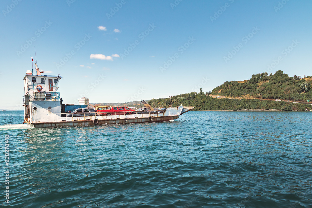 Ferry connecting Dalcahue and Curaco de Velez at Lemuy Island - Chiloe Island, Chile