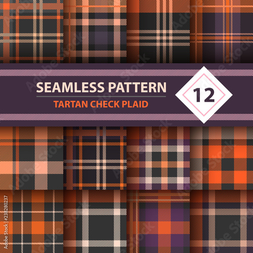 Classic tartan, Merry Christmas seamless patterns