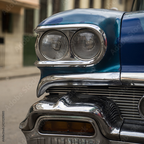 Photography old american car hedlight in Havana Cuba