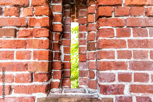 Key West, USA Brick abstract background fortress fort with window, corridor path to Martello Tower with nobody, architecture in Florida