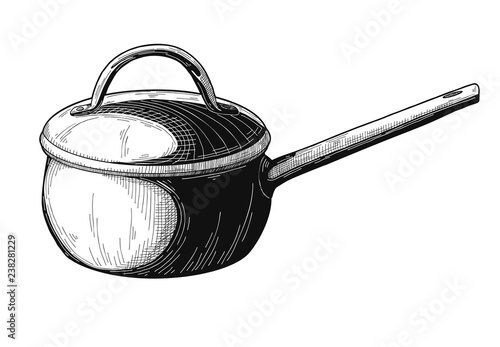 Saucepan isolated on white background. Vector illustration.