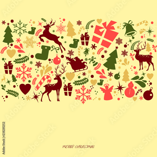 Merry Christmas and New Year decorations elements seamless pattern border, Christmas backgrounds and wrapping paper. Vector file © gerik_a