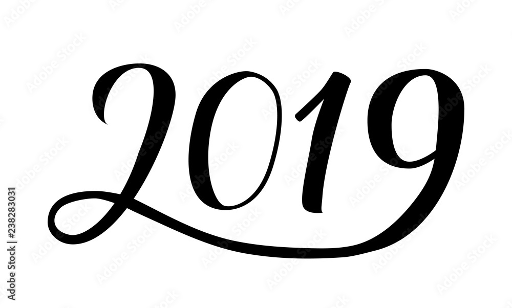 2019 Hand drawn numbers with brush. Grunge calligraphy lettering for New Year on textured background. Holidays party poster. Easy to edit vector template 2019 Hand drawn numbers with brush. Grunge calligraphy lettering for New Year on textured background. Holidays party poster. Easy to edit vector template