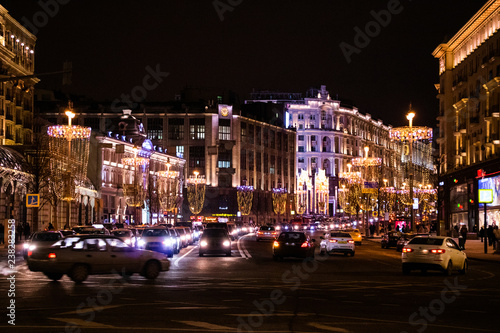 traffic in the city at night