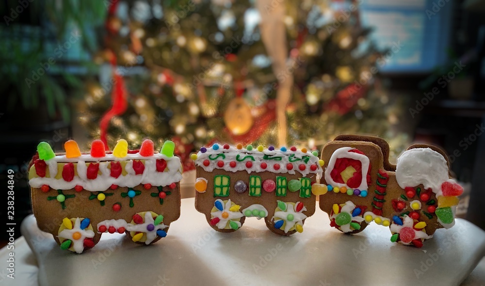 Fototapeta premium christmas gingerbread train cookies holidays cozy happy delicious comfort
