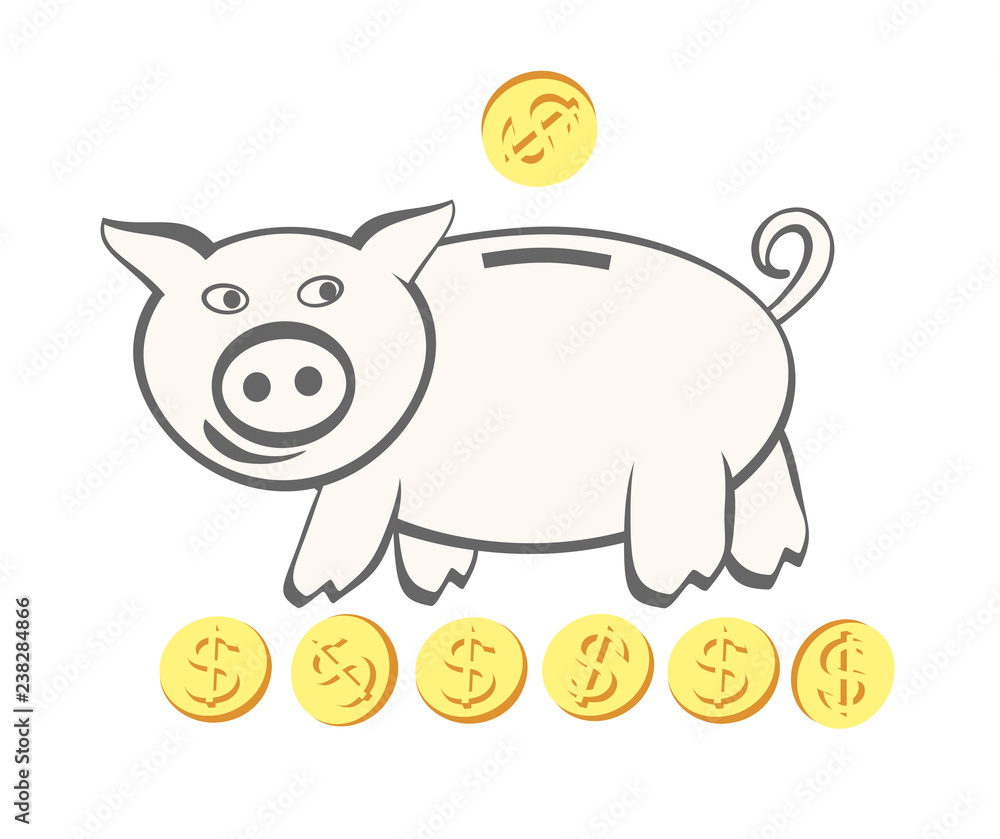 Container for saving money, shaped like a pig. Container for saving money, shaped like a pig.