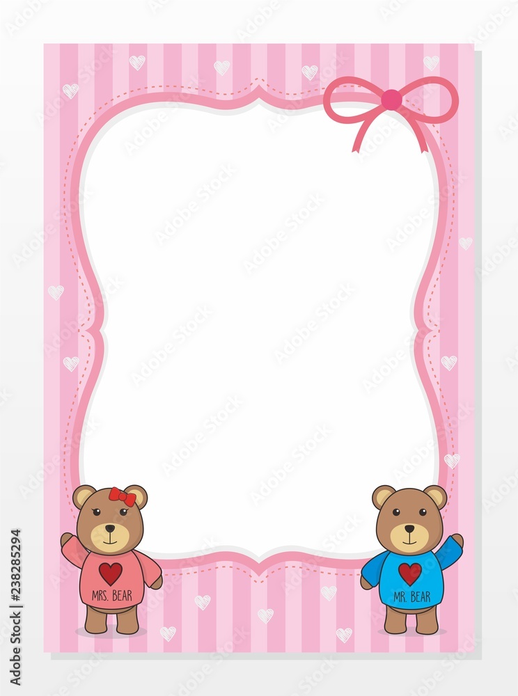 Cute blank card template with teddy bear vector Cute blank card template with teddy bear vector