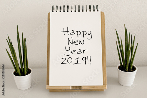 Happy New Year 2019 on Notepad