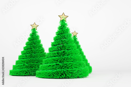 Artificial Christmas trees 3d color illustration