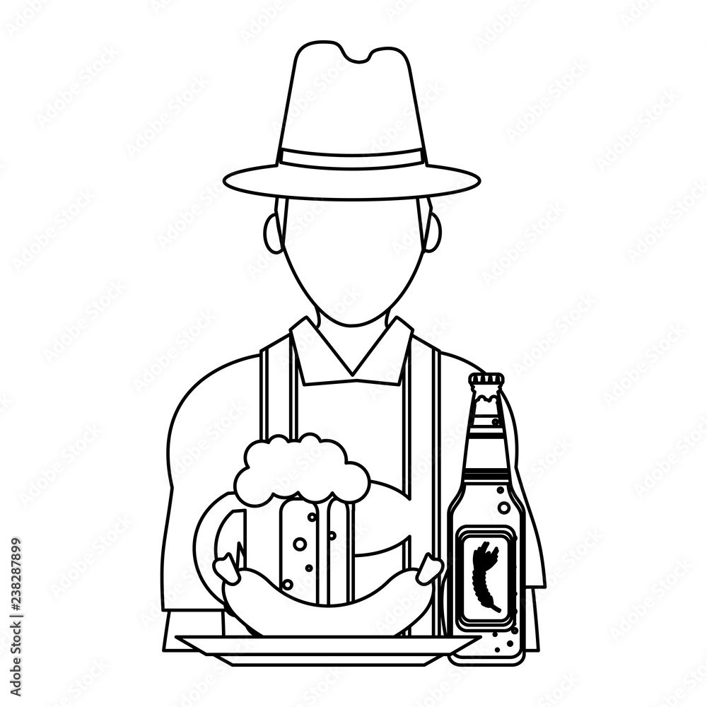 Obraz premium Bavarian man oktoberfest in black and white