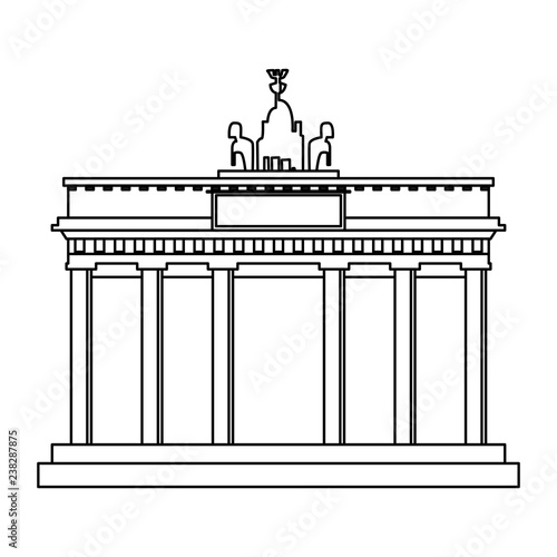 Brandenburg Gate monument in black and white