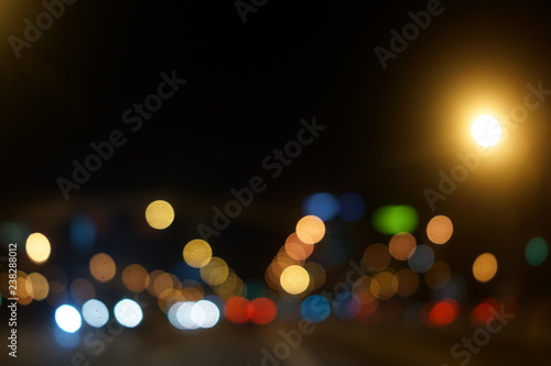 Bokeh Lights in the night on street of Madrid, Spain © VEOy.com