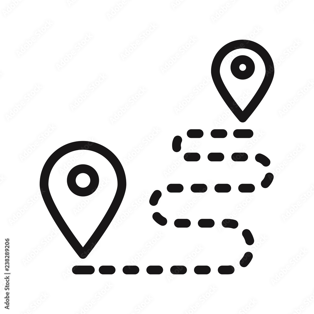 Destination with dash line icon vector Destination with dash line icon vector