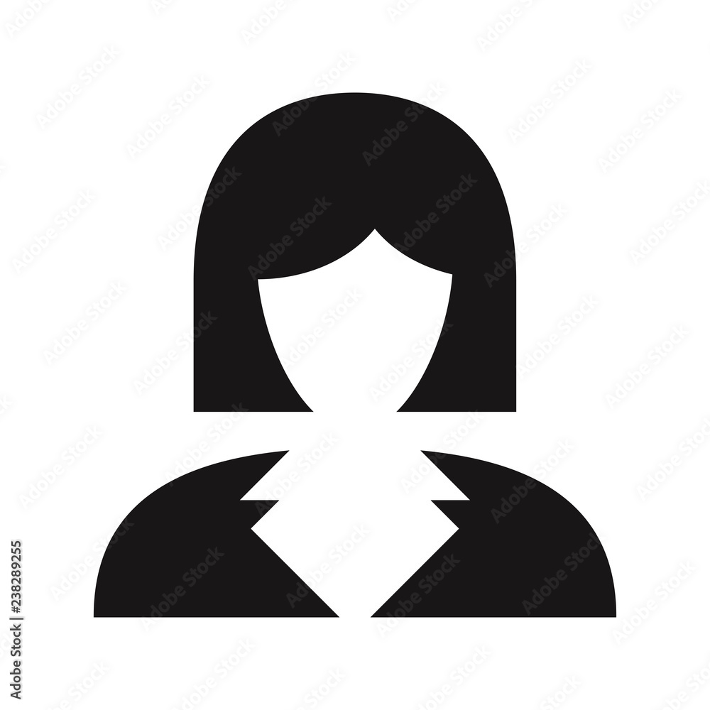 Business woman icon vector. Avatar symbol. Female sign isolated on white background.