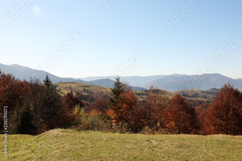 Beautiful mountain landscape with blue sky on sunny day