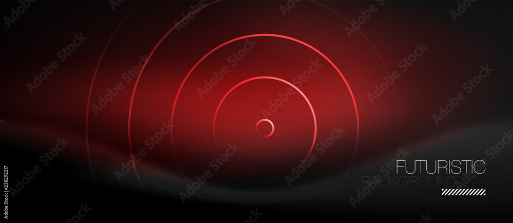 Dark abstract background with glowing neon circles Dark abstract background with glowing neon circles
