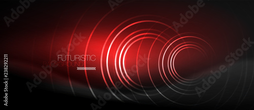 Dark abstract background with glowing neon circles