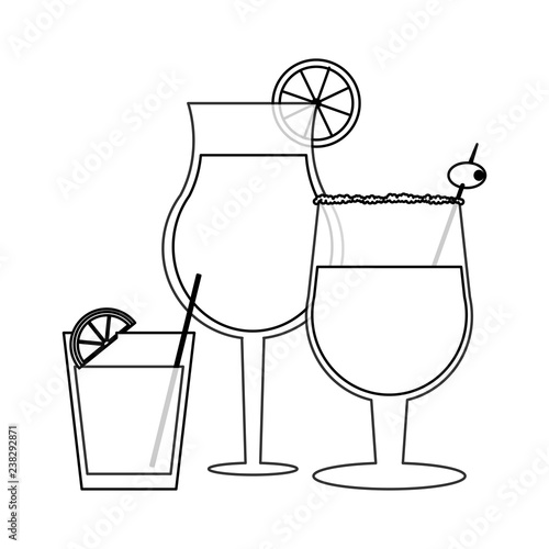 Cocktails and drinks in black and white