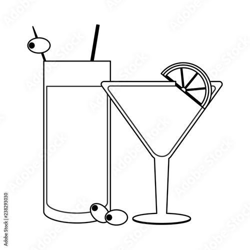 Cocktails and drinks in black and white