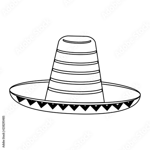 Mexican hat isolated in black and white