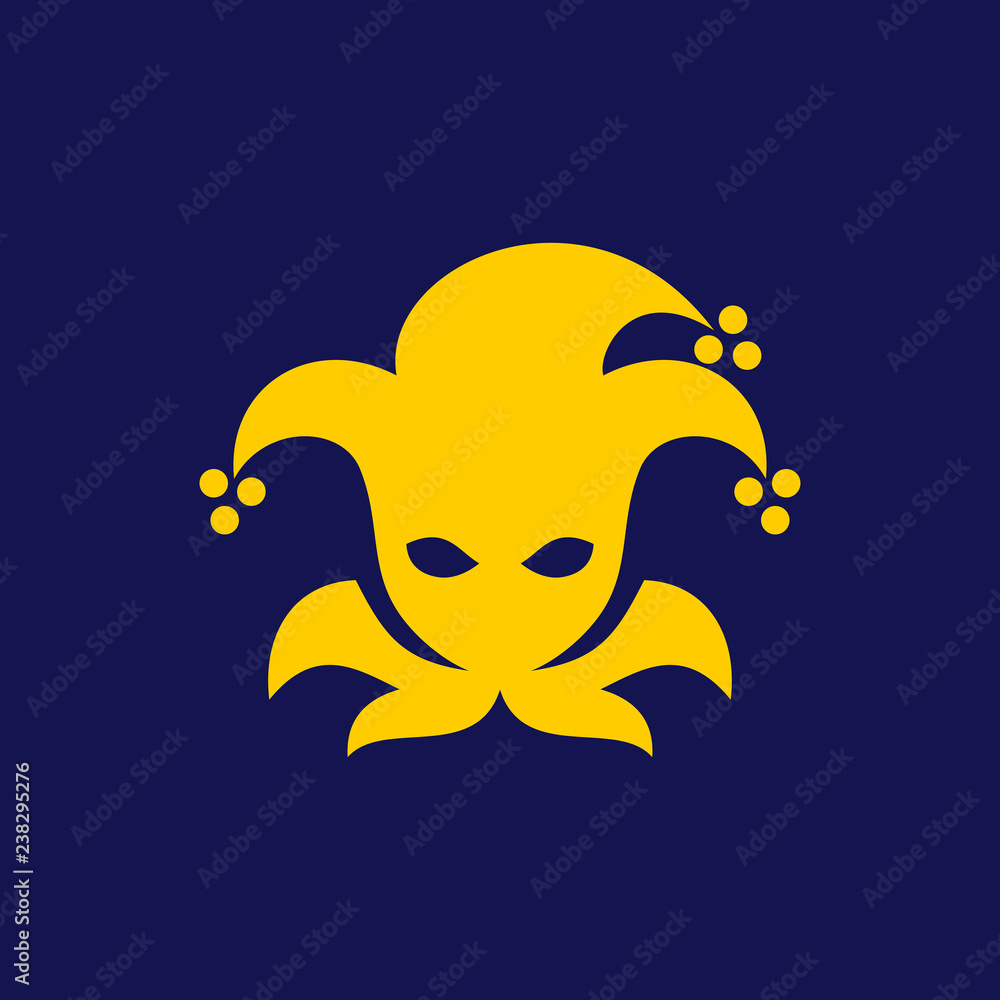 Joker icon in clown cap with bells Joker icon in clown cap with bells