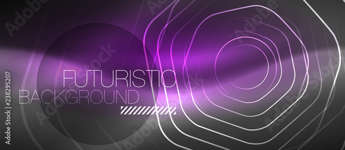 Black and glowing color lines neon design, magin techno template background