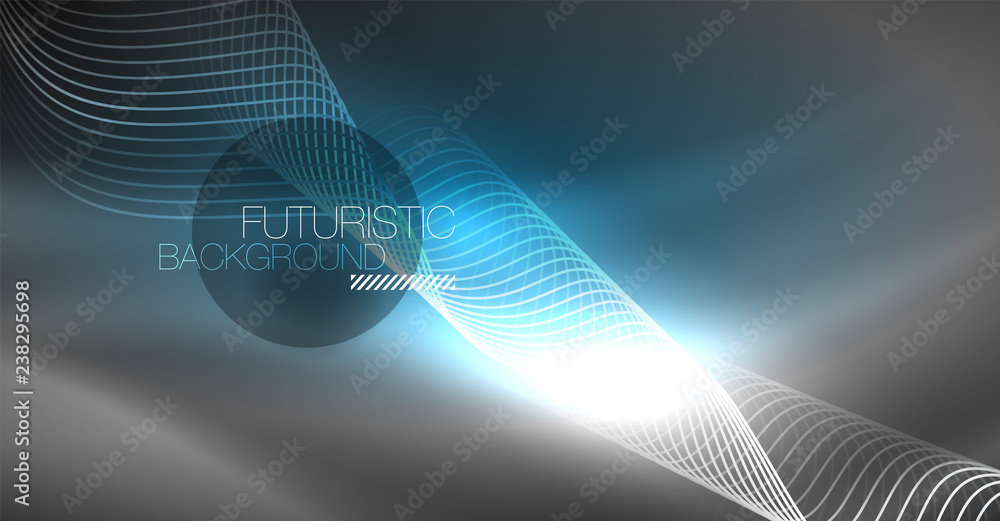 Neon lines wave background. Abstract composition Neon lines wave background. Abstract composition