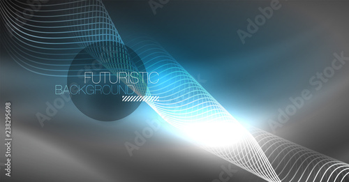 Neon lines wave background. Abstract composition
