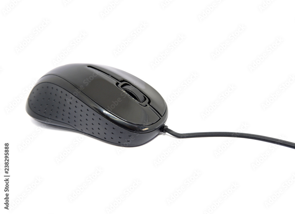 Black computer mouse isolated on white background. Black computer mouse isolated on white background.