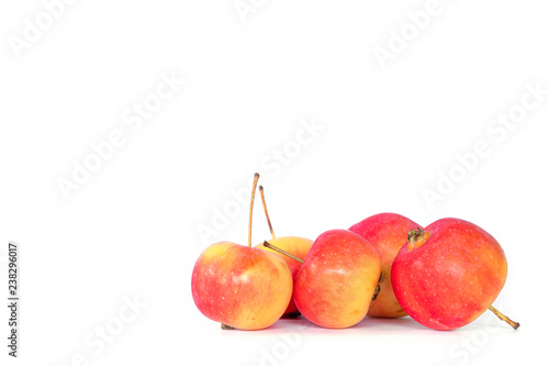 crabapples isolated on white background. Close up, Fresh apples.