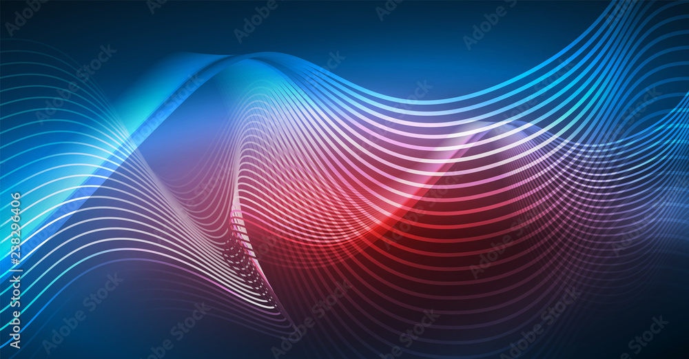 Glowing abstract wave on dark, shiny motion, Christmas and New Year magic space light. Techno abstract background Glowing abstract wave on dark, shiny motion, Christmas and New Year magic space light. Techno abstract background