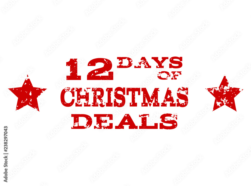 Grunge red 12 DAYS OF CHRISTMAS stamp seal. Vector 12 DAYS OF CHRISTMAS rubber watermark with scratced effect. Isolated red colored watermark on a white background. Grunge red 12 DAYS OF CHRISTMAS stamp seal. Vector 12 DAYS OF CHRISTMAS rubber watermark with scratced effect. Isolated red colored watermark on a white background.