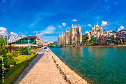 The blue sky white cloud of dalian xinghai square，china,liaoning,dalian 