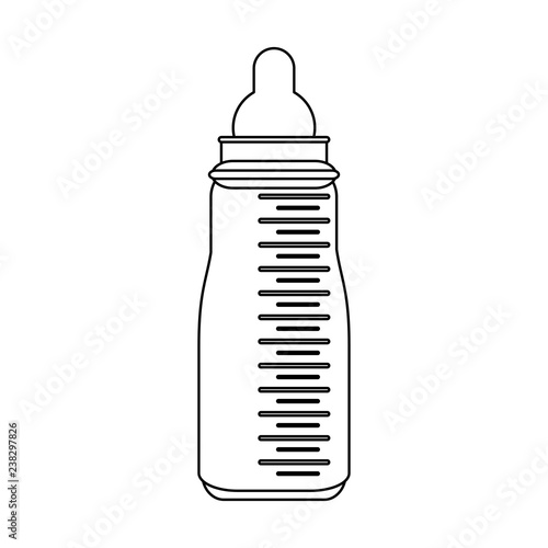 Baby bottle symbol in black and white