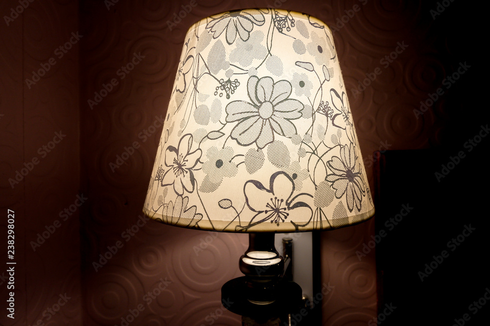 Ancient lamps shine in the bedroom at night. Ancient lamps shine in the bedroom at night.