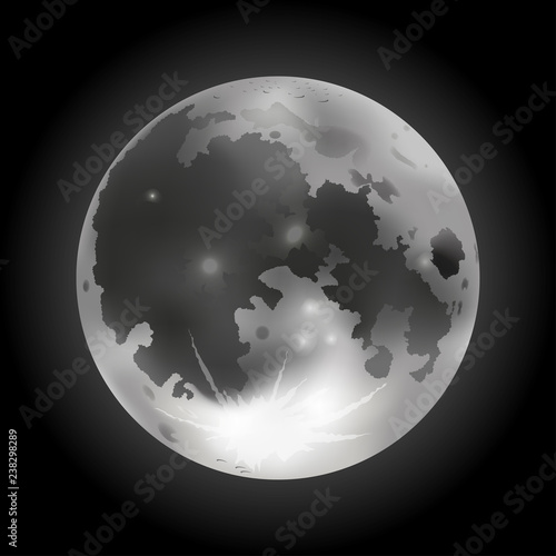 Vector illustration of grey full moon