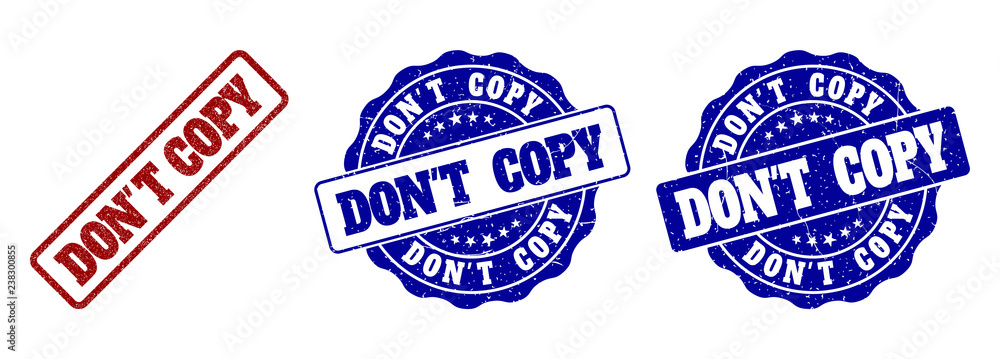 DON'T COPY grunge stamp seals in red and blue colors. Vector DON'T COPY labels with grunge effect. Graphic elements are rounded rectangles, rosettes, circles and text labels. DON'T COPY grunge stamp seals in red and blue colors. Vector DON'T COPY labels with grunge effect. Graphic elements are rounded rectangles, rosettes, circles and text labels.