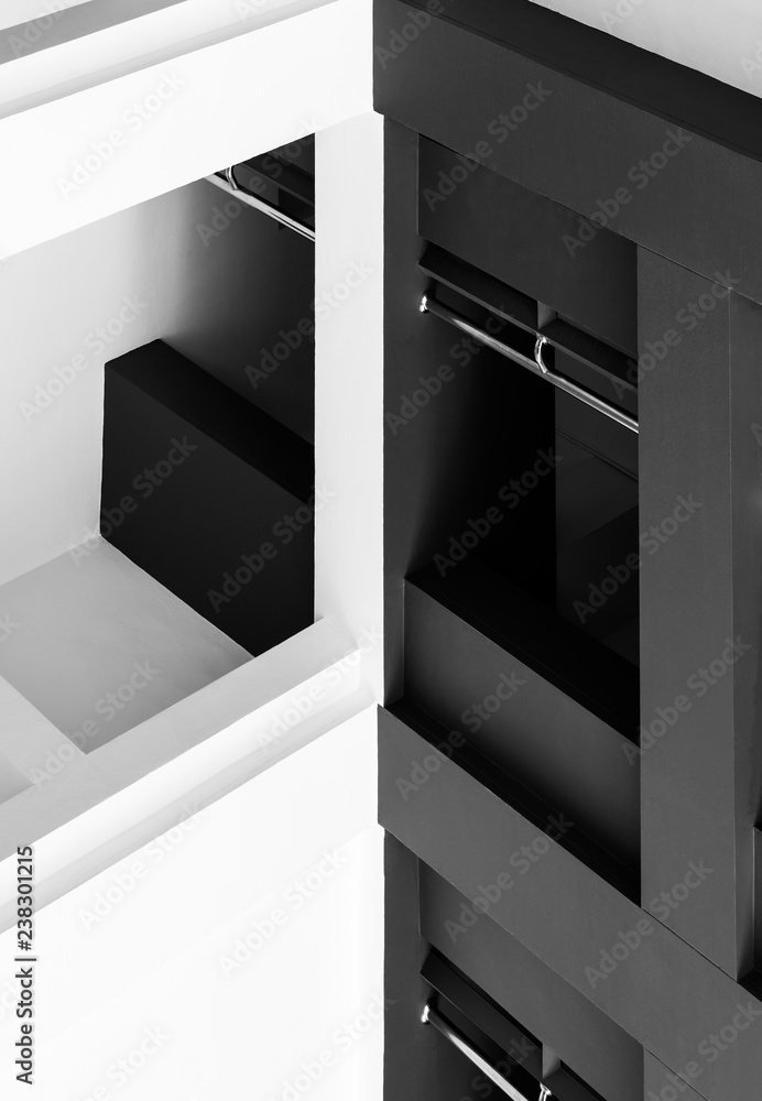 Abstract black & white architecture building background, modern grey urban exterior structure design Abstract black & white architecture building background, modern grey urban exterior structure design