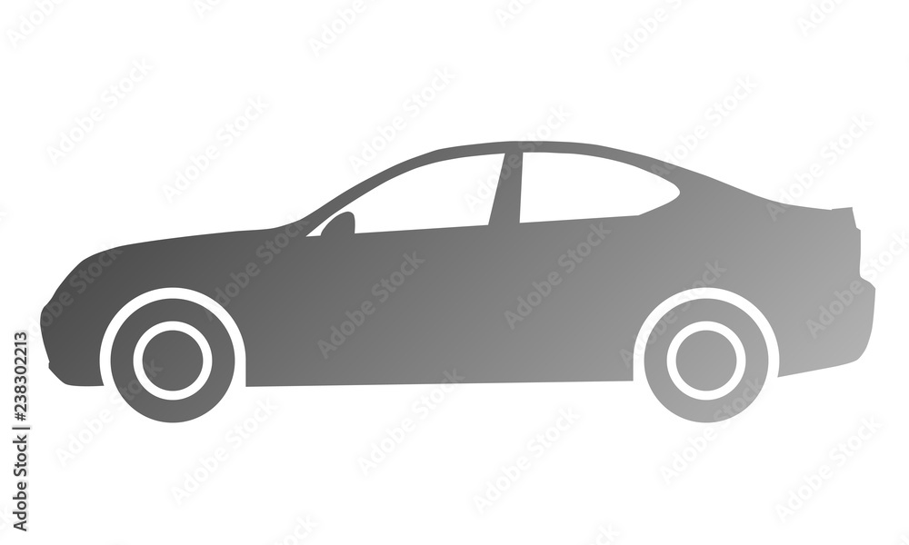 Car symbol icon - medium gray gradient, 2d, isolated - vector