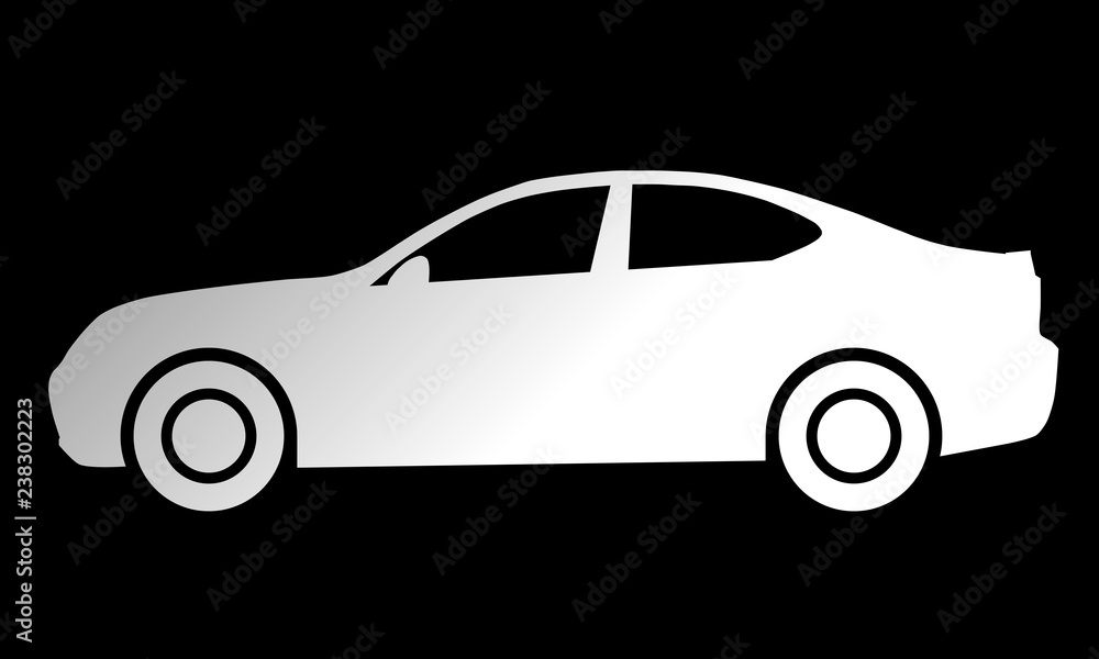 Car symbol icon - white gradient, 2d, isolated - vector