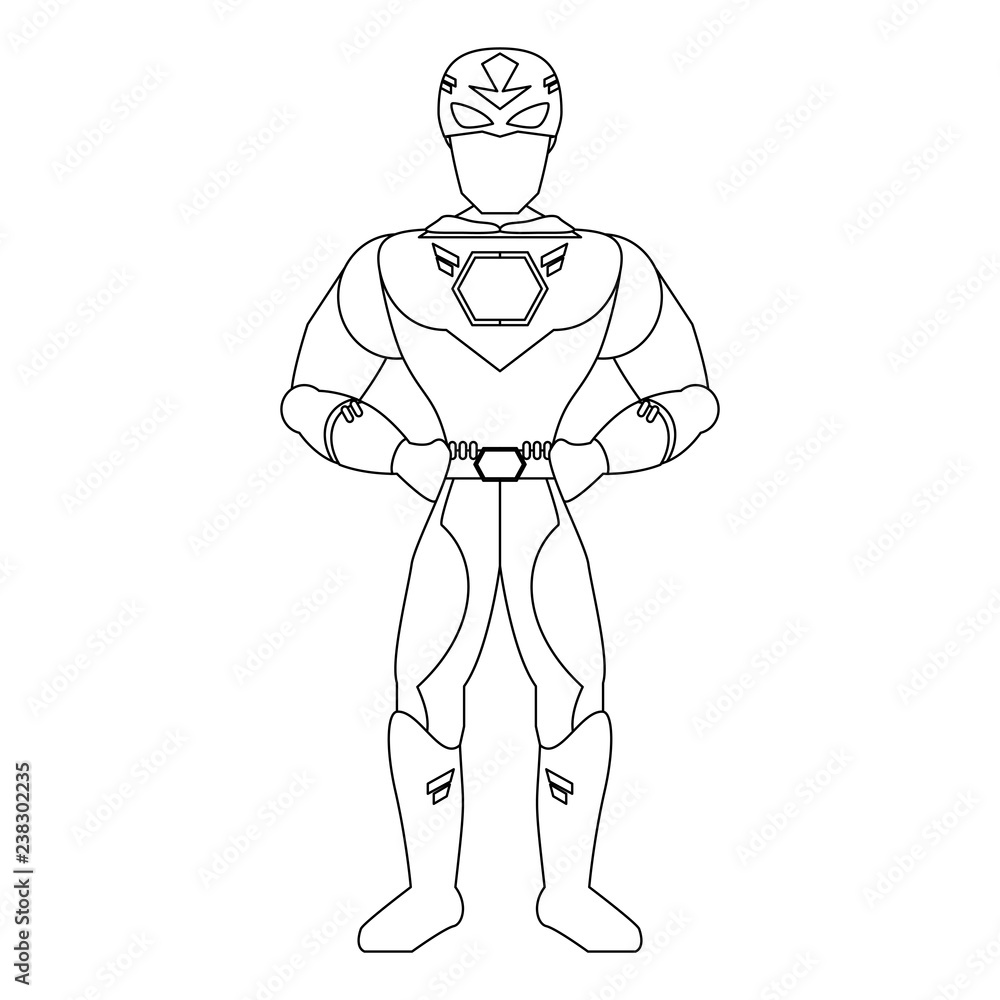 Superhero character cartoon in black and white Superhero character cartoon in black and white