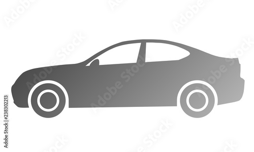 Car symbol icon - medium gray gradient  2d  isolated - vector